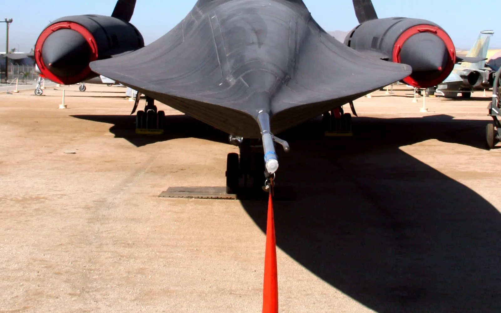 A Lockheed SR-71A Blackbird aircraft on display at March Field Air Museum in Riverside, California